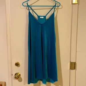 Teal velvet mini dress